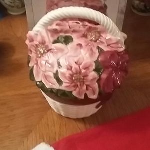 Poinsettia Basket cookie jar